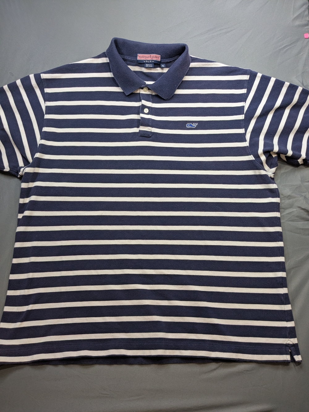 Vineyard Vines Navy & White Striped Polo